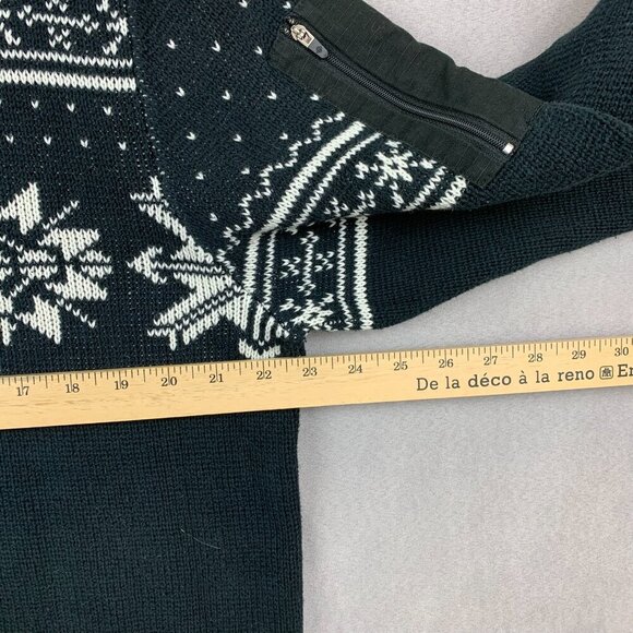 Eddie Bauer Sweater Tall Large Black Fair Isle 1/4 Zip Long Sleeve Knit Nordic - Picture 6 of 8